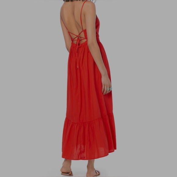 XIRENA Red Torch Lena Button Cotton Maxi Dress - Picture 4 of 14